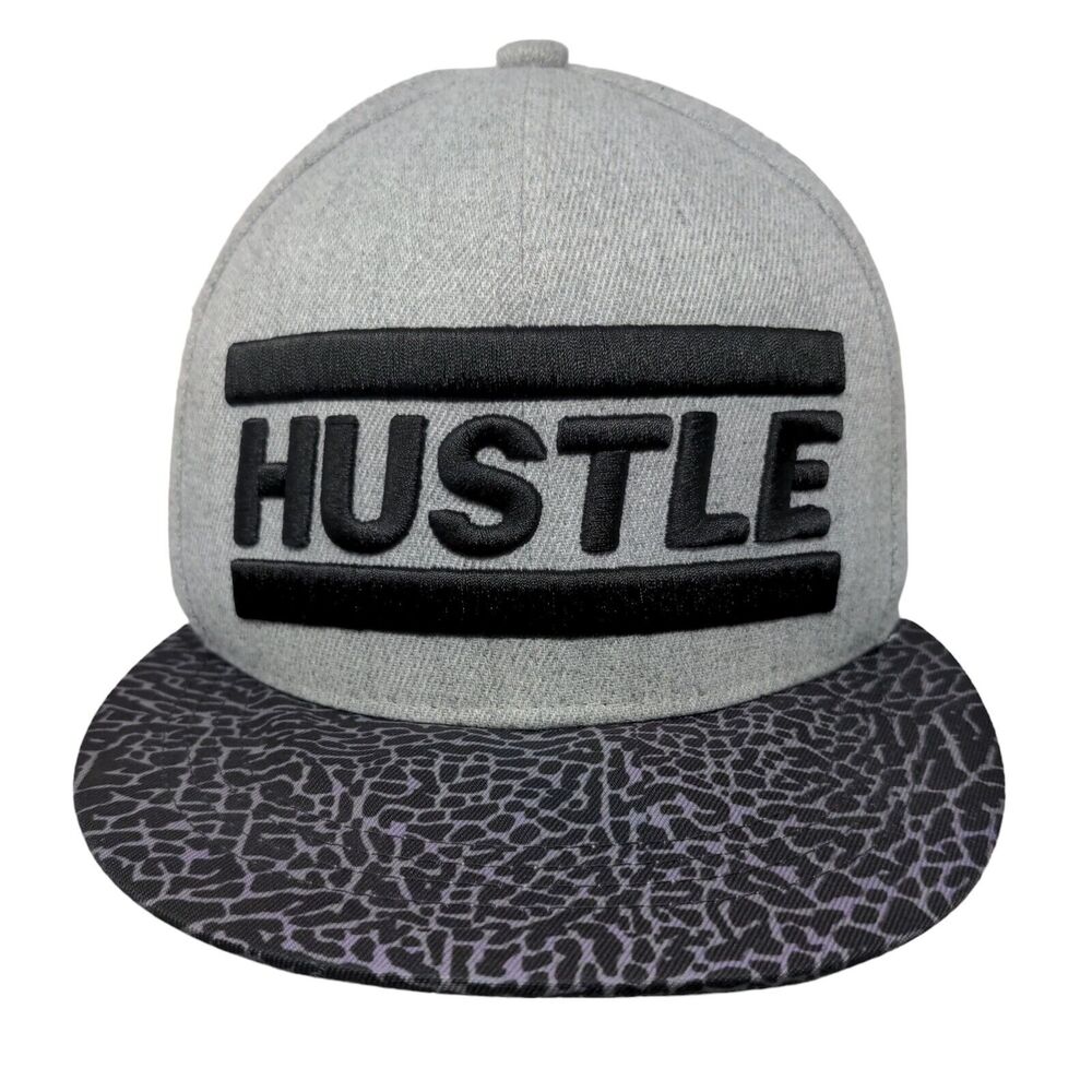 Hustle Snapback Hat Gray One Size Adjustable Embroidered 6 Panel Sole Addiction